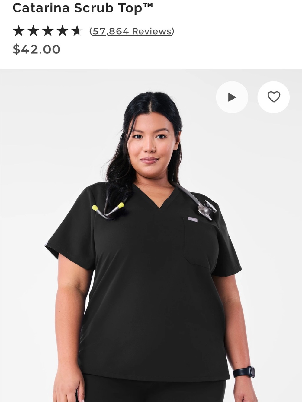 Figs Women's Black Catarina Scrub Top
